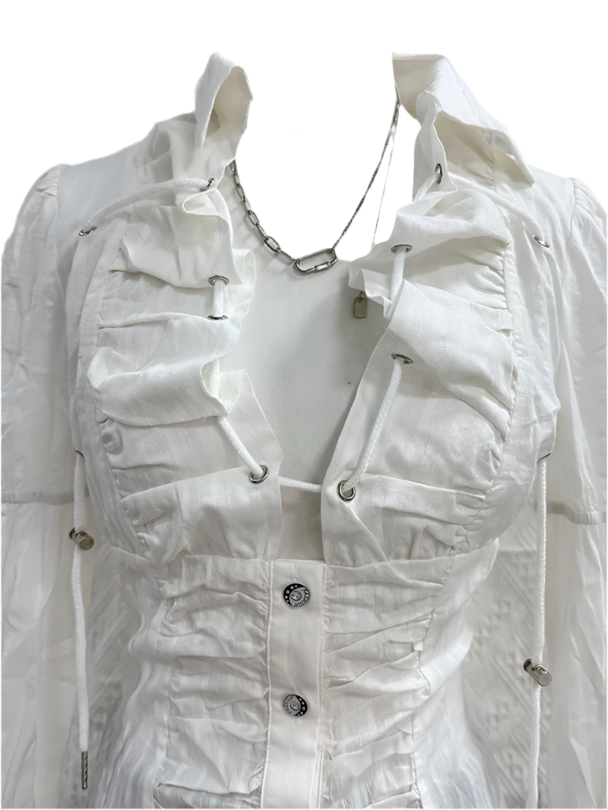 Elegant Ruffled Button-Up Blouse