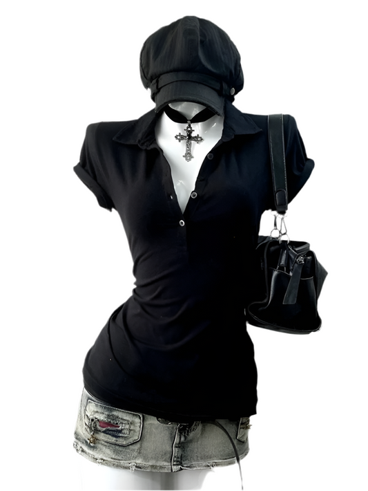 Blanc Basic Button Top