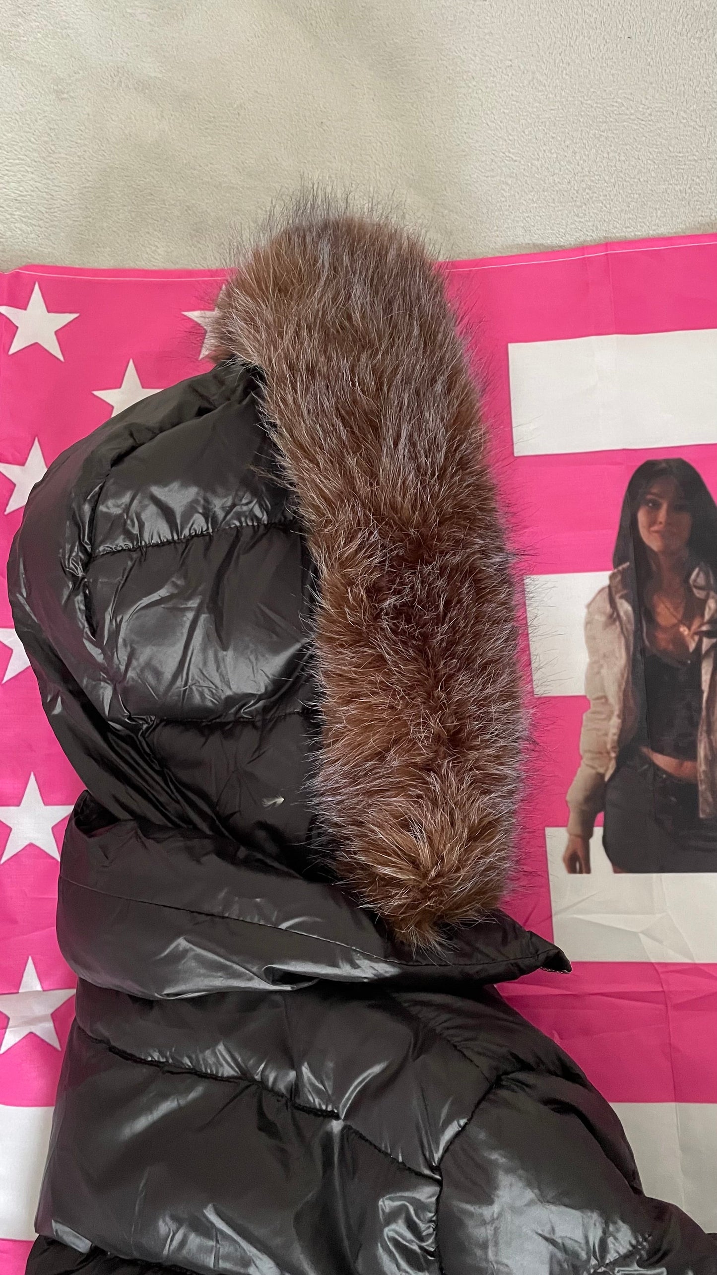 Fluffy brown fur winter jacket