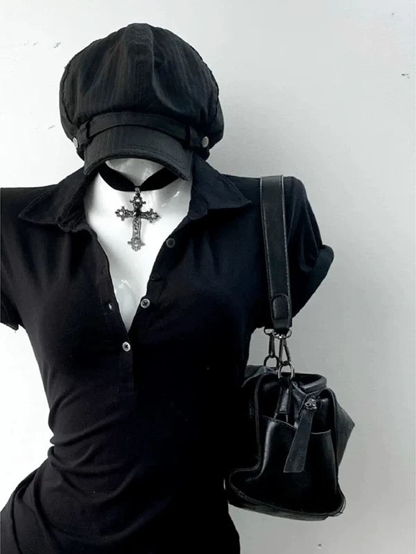 Blanc Basic Button Top