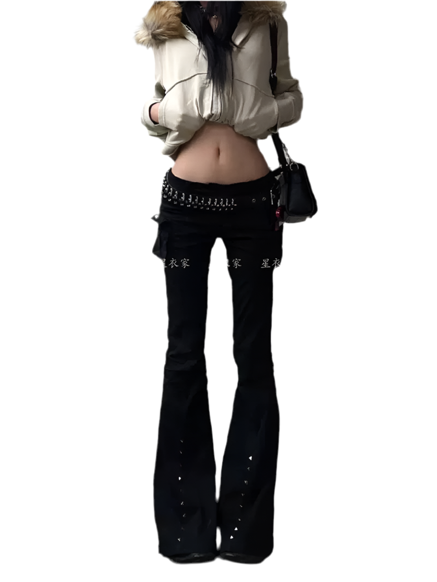 Bullet belt low flared pants