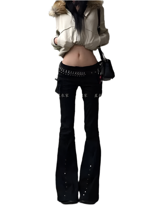 Bullet belt low flared pants