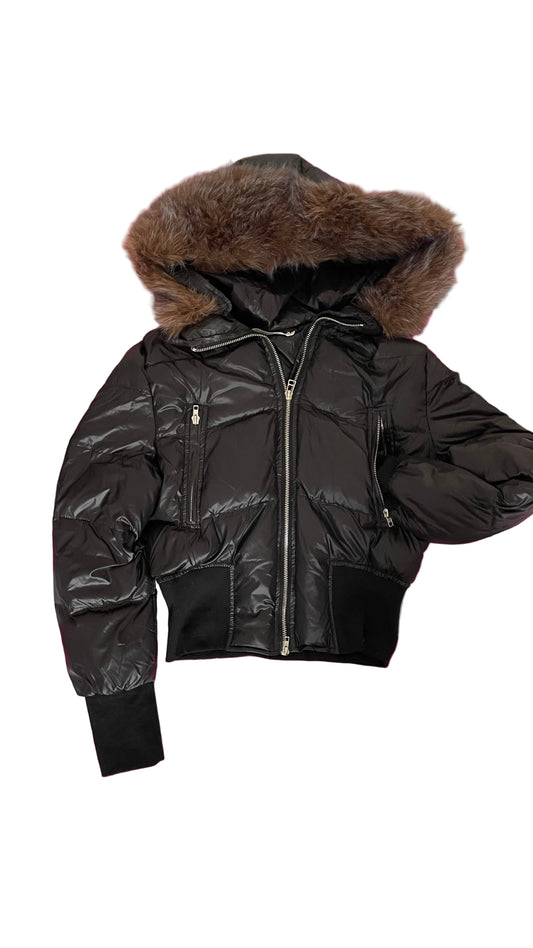 Fluffy brown fur winter jacket