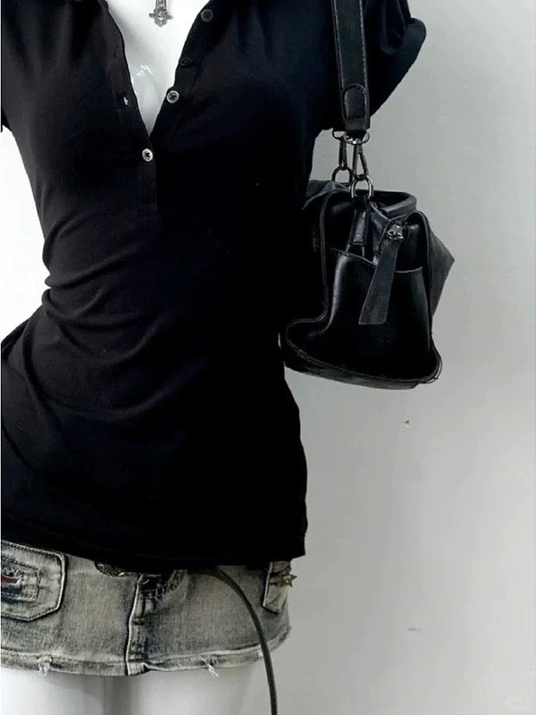 Blanc Basic Button Top